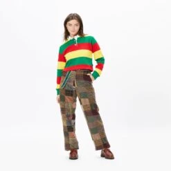 Red, Yellow, And Green Stripe Cropped Rugby -Modern Outfit Shop 1500 0013 Shot23 006