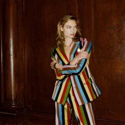 Women's Croquet Stripe Double-Breasted Diana Blazer 17 Women's Croquet Stripe Double-Breasted Diana Blazer -Modern Outfit Shop 231108231108080031