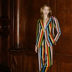 Women's Croquet Stripe Double-Breasted Diana Blazer 18 Women's Croquet Stripe Double-Breasted Diana Blazer -Modern Outfit Shop 231108231108210005