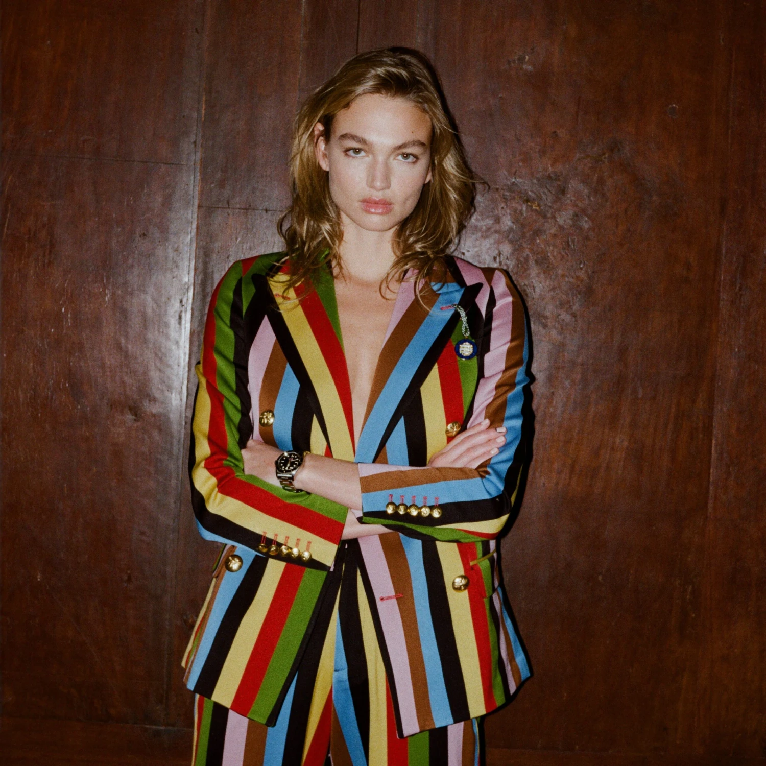 Women's Croquet Stripe Double-Breasted Diana Blazer 7 Women's Croquet Stripe Double-Breasted Diana Blazer - Image 5