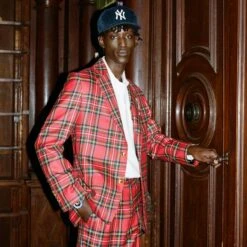 Men's Royal Stewart Tartan Jacket -Modern Outfit Shop 231108231108240002