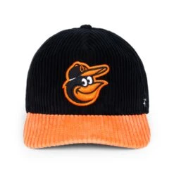 Rowing Blazers X '47 Wide-Wale Orioles Cap -Modern Outfit Shop RB 47MLB HAT ORIOLES BLACK ORANGE FRONT