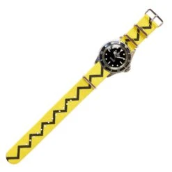 Watch Strap In Yellow And Black Zig-Zag