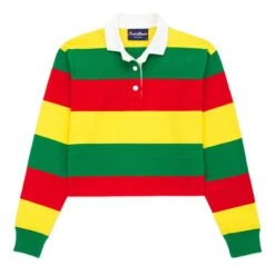 Red, Yellow, And Green Stripe Cropped Rugby