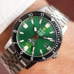 Zodiac X Rowing Blazers For Harry's Bar Super Sea Wolf 37 Zodiac X Rowing Blazers For Harry's Bar Super Sea Wolf -Modern Outfit Shop ZODIAC WATCH GREEN ONWRIST 1