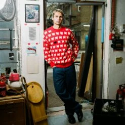 Warm & Wonderful Men's "Diana Edition" Cotton Sheep Sweater -Modern Outfit Shop color diana red 5 88115824 e357 4886 9613 110d95bbc565