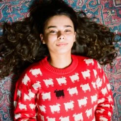 Warm & Wonderful Women's Fitted "Diana Edition" Cotton Sheep Sweater -Modern Outfit Shop color diana red 5 bc59cf52 2390 448b 8218 985fd7a14202