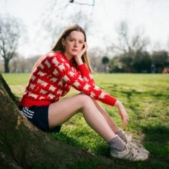 Warm & Wonderful Women's Fitted "Diana Edition" Cotton Sheep Sweater -Modern Outfit Shop color diana red 8 3a9b1fab 9216 4968 8e72 55cdd7533830