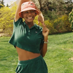 Women's Cropped Terry Cloth Polo 23 Women's Cropped Terry Cloth Polo -Modern Outfit Shop color green 3