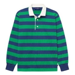Hockney Stripe #1 Rugby -Modern Outfit Shop color green blue stripe 1