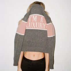 Gyles & George Women's "I'm A Luxury" Sweater 41 Gyles & George Women's "I'm A Luxury" Sweater -Modern Outfit Shop color grey 10