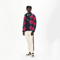 Harlequin Deep-Pile Sherpa "Jockey" Fleece 32 Harlequin Deep-Pile Sherpa "Jockey" Fleece -Modern Outfit Shop color pink green 8