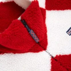 Harlequin Deep-Pile Sherpa "Jockey" Fleece 35 Harlequin Deep-Pile Sherpa "Jockey" Fleece -Modern Outfit Shop color red cream 3