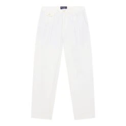 Men's Pleated Relaxed Fit Cotton Twill Trousers -Modern Outfit Shop color white 1 01d2541f 6135 421d a61a 984db0e3f7a9